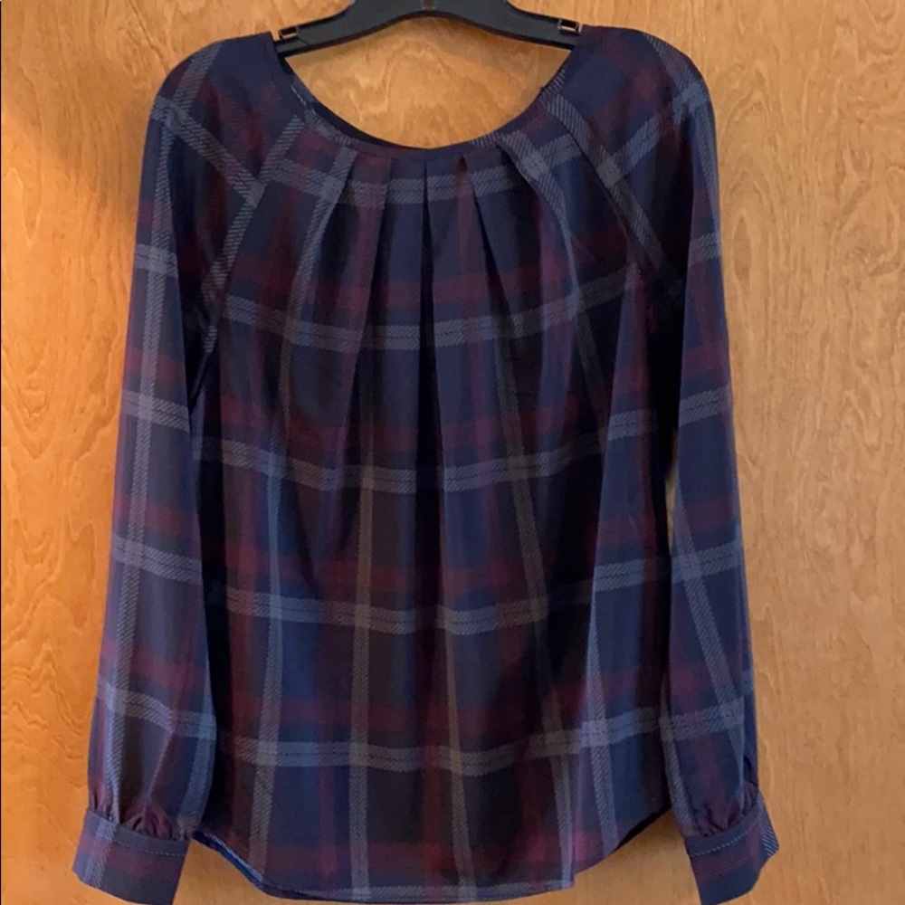 Limited, plaid blouse with back cutout